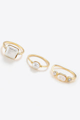 Pearl 18K Gold-Plated Ring Set - SHE BADDY© ONLINE WOMEN FASHION & CLOTHING STORE