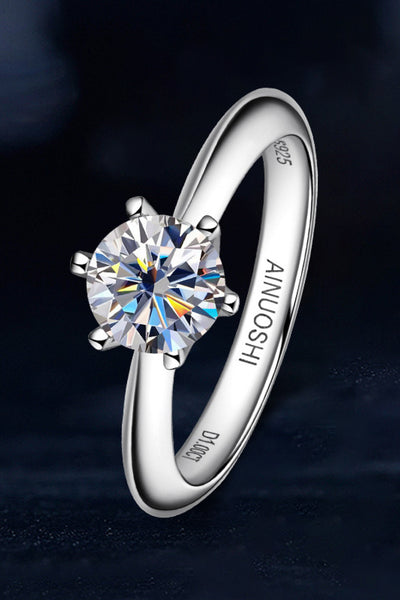Wonderful Life 1 Carat Moissanite Platinum-Plated Ring - SHE BADDY© ONLINE WOMEN FASHION & CLOTHING STORE
