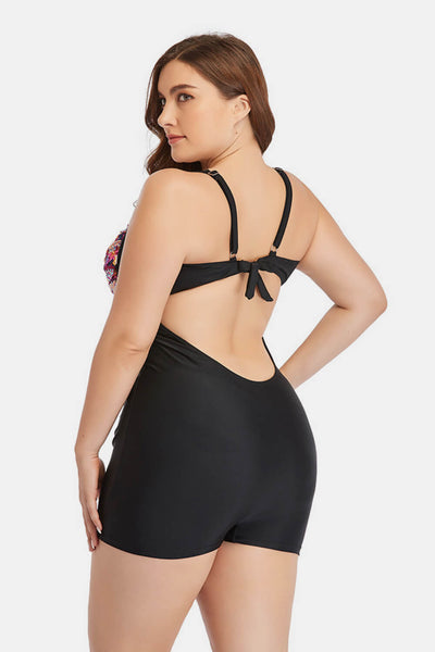 Plus Size Two-Tone One-Piece Swimsuit - SHE BADDY© ONLINE WOMEN FASHION & CLOTHING STORE