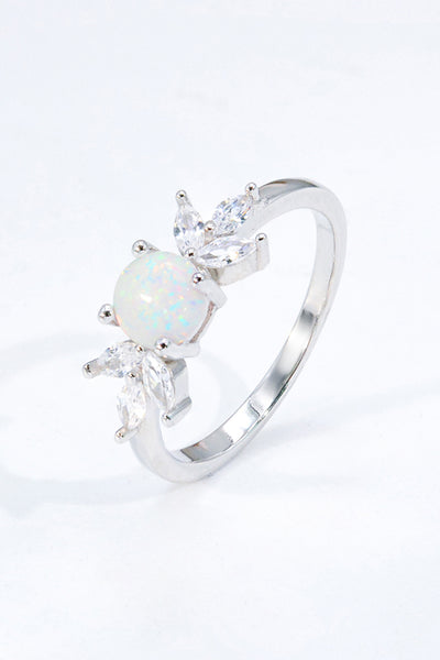 925 Sterling Silver Opal and Zircon Ring - SHE BADDY© ONLINE WOMEN FASHION & CLOTHING STORE