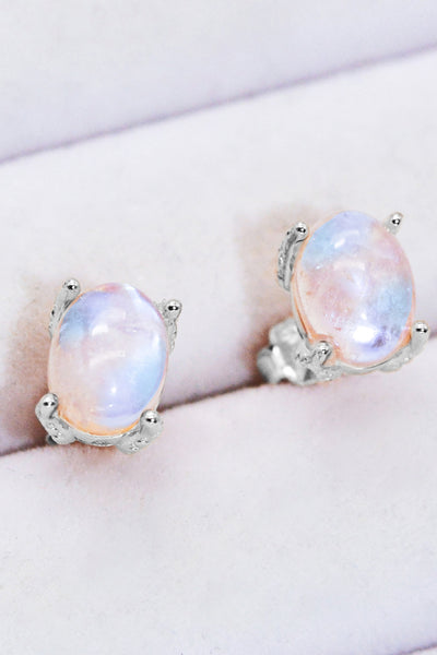 Natural Moonstone 4-Prong Stud Earrings - SHE BADDY© ONLINE WOMEN FASHION & CLOTHING STORE