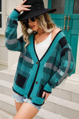 Striped Button-Front Fuzzy Cardigan - SHE BADDY© ONLINE WOMEN FASHION & CLOTHING STORE