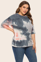 Plus Size Tie-Dye Half Sleeve Tee Shirt - SHE BADDY© ONLINE WOMEN FASHION & CLOTHING STORE