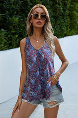 Printed Slit Scoop Neck Tank - SHE BADDY© ONLINE WOMEN FASHION & CLOTHING STORE