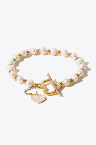 Freshwater Pearl Heart Charm Bracelet - SHE BADDY© ONLINE WOMEN FASHION & CLOTHING STORE