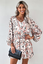 Floral Balloon Sleeve Ruffle Hem Dress - SHE BADDY© ONLINE WOMEN FASHION & CLOTHING STORE