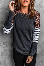 Leopard Striped Raglan Sleeve Top - SHE BADDY© ONLINE WOMEN FASHION & CLOTHING STORE