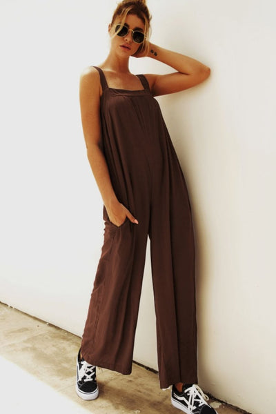 Wide Strap Wide Leg Jumpsuit - SHE BADDY© ONLINE WOMEN FASHION & CLOTHING STORE