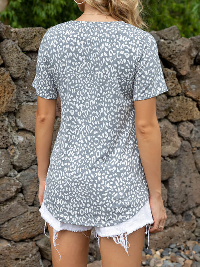 Glitter V-Neck Short Sleeve Tee Shirt - SHE BADDY© ONLINE WOMEN FASHION & CLOTHING STORE