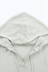 Color Block Drawstring Side Slit Hooded Sweater - SHE BADDY© ONLINE WOMEN FASHION & CLOTHING STORE