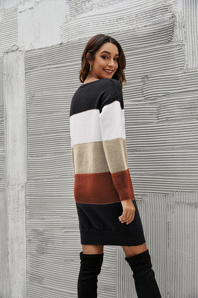 Striped Sweater Dress - SHE BADDY© ONLINE WOMEN FASHION & CLOTHING STORE