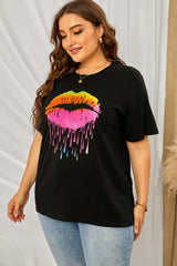 Plus Size Lip Graphic Tee Shirt - SHE BADDY© ONLINE WOMEN FASHION & CLOTHING STORE