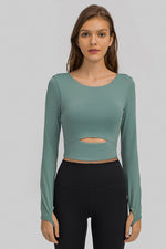 Cut Out Front Crop Yoga Tee - SHE BADDY© ONLINE WOMEN FASHION & CLOTHING STORE