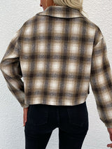 Plaid Button-Up Dropped Shoulder Shacket - SHE BADDY© ONLINE WOMEN FASHION & CLOTHING STORE