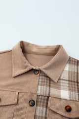 Plaid Corduroy Dropped Shoulder Jacket - SHE BADDY© ONLINE WOMEN FASHION & CLOTHING STORE