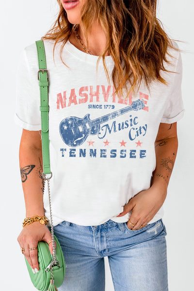 NASHVILLE TENNESSEE Guitar Graphic Tee Shirt - SHE BADDY© ONLINE WOMEN FASHION & CLOTHING STORE