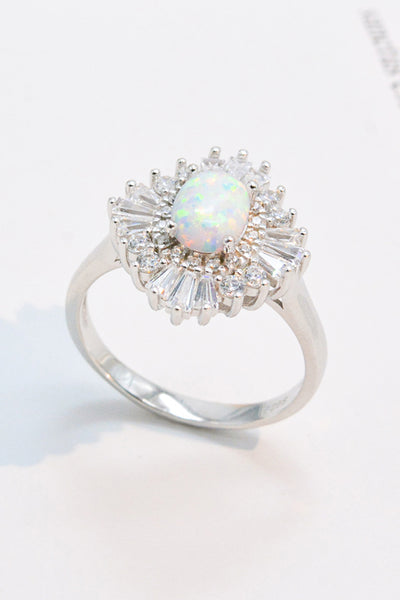 Modern 925 Sterling Silver Opal Halo Ring - SHE BADDY© ONLINE WOMEN FASHION & CLOTHING STORE