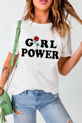 GIRL POWER Rose Graphic Tee Shirt - SHE BADDY© ONLINE WOMEN FASHION & CLOTHING STORE