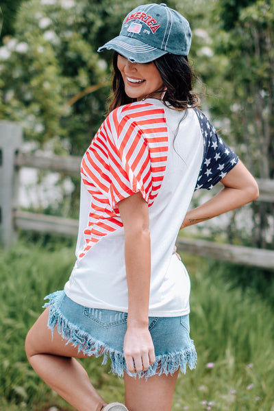 US Flag V-Neck Tee Shirt - SHE BADDY© ONLINE WOMEN FASHION & CLOTHING STORE