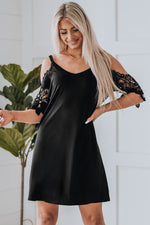 Spliced Lace Cold-Shoulder Mini Dress - SHE BADDY© ONLINE WOMEN FASHION & CLOTHING STORE