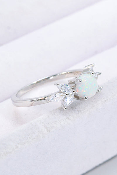 925 Sterling Silver Opal and Zircon Ring - SHE BADDY© ONLINE WOMEN FASHION & CLOTHING STORE