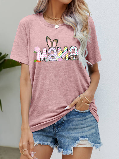 Easter MAMA Graphic Round Neck T-Shirt - SHE BADDY© ONLINE WOMEN FASHION & CLOTHING STORE