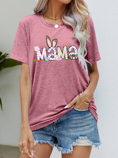 Easter MAMA Graphic Round Neck T-Shirt - SHE BADDY© ONLINE WOMEN FASHION & CLOTHING STORE