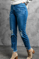 Stylish Distressed Cropped Jeans - SHE BADDY© ONLINE WOMEN FASHION & CLOTHING STORE