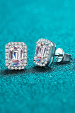 1 Carat Moissanite Rhodium-Plated Square Stud Earrings - SHE BADDY© ONLINE WOMEN FASHION & CLOTHING STORE