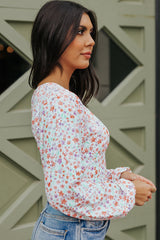 Ditsy Floral Long Sleeve Plunge Bodysuit - SHE BADDY© ONLINE WOMEN FASHION & CLOTHING STORE