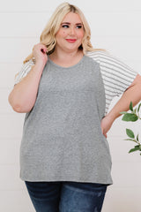 Plus Size Striped Raglan Sleeve T-Shirt - SHE BADDY© ONLINE WOMEN FASHION & CLOTHING STORE