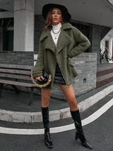 Zip-Up Collared Teddy Jacket - SHE BADDY© ONLINE WOMEN FASHION & CLOTHING STORE