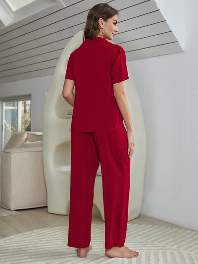 Short Sleeve Shirt, Bralette, and Pants Lounge Set - SHE BADDY© ONLINE WOMEN FASHION & CLOTHING STORE
