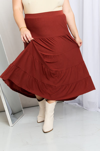 Zenana Full Size Wide Waistband Tiered Midi Skirt - SHE BADDY© ONLINE WOMEN FASHION & CLOTHING STORE
