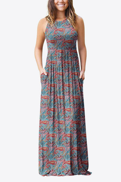 Empire Waist Sleeveless Dress with Pockets - SHE BADDY© ONLINE WOMEN FASHION & CLOTHING STORE
