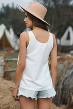 Button Textured Cotton Tank Top - SHE BADDY© ONLINE WOMEN FASHION & CLOTHING STORE