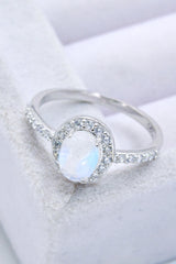 925 Sterling Silver Natural Moonstone Halo Ring - SHE BADDY© ONLINE WOMEN FASHION & CLOTHING STORE