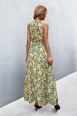 Printed Sleeveless Tie Waist Maxi Dress - SHE BADDY© ONLINE WOMEN FASHION & CLOTHING STORE