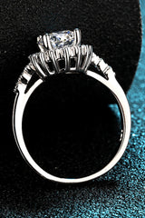 1 Carat Moissanite Rhodium-Plated Halo Ring - SHE BADDY© ONLINE WOMEN FASHION & CLOTHING STORE