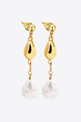 18K Gold-Plated Two-Tone Pearl Drop Earrings - SHE BADDY© ONLINE WOMEN FASHION & CLOTHING STORE