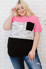 Plus Size Leopard Color Block T-Shirt - SHE BADDY© ONLINE WOMEN FASHION & CLOTHING STORE