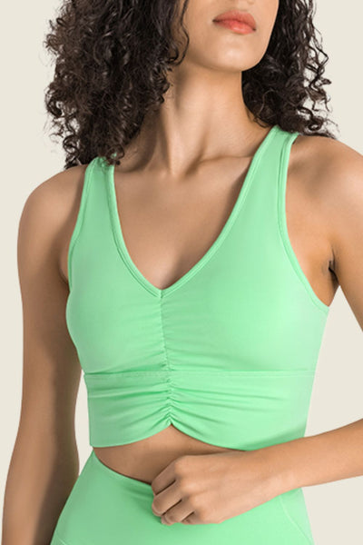 Gathered Detail Halter Neck Sports Bra - SHE BADDY© ONLINE WOMEN FASHION & CLOTHING STORE