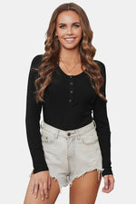 Button Up Long Sleeve Top - SHE BADDY© ONLINE WOMEN FASHION & CLOTHING STORE