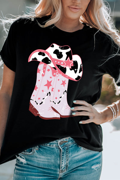 Cowboy Hat and Boots Graphic Tee - SHE BADDY© ONLINE WOMEN FASHION & CLOTHING STORE