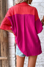 Two-Tone Button Front Dropped Shoulder Shirt - SHE BADDY© ONLINE WOMEN FASHION & CLOTHING STORE