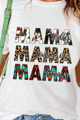 MAMA Graphic Cuffed Round Neck Tee Shirt - SHE BADDY© ONLINE WOMEN FASHION & CLOTHING STORE