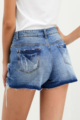 Distressed Button Fly Denim Shorts - SHE BADDY© ONLINE WOMEN FASHION & CLOTHING STORE