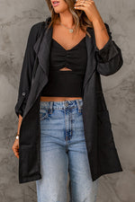 Drawstring Hooded Longline Jacket - SHE BADDY© ONLINE WOMEN FASHION & CLOTHING STORE