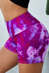 Tie-Dye Wide Waistband Yoga Shorts - SHE BADDY© ONLINE WOMEN FASHION & CLOTHING STORE