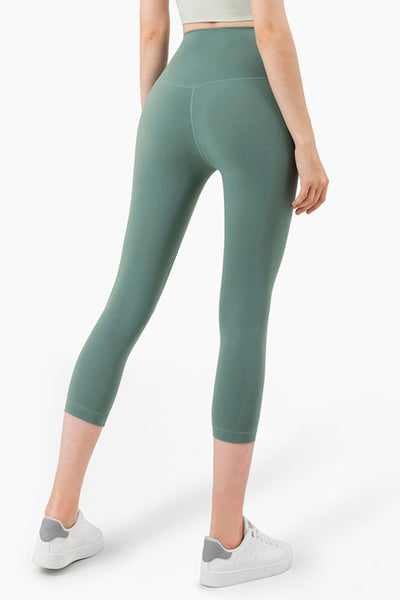 Feel Like Skin Elastic Waistband Cropped Yoga Leggings - SHE BADDY© ONLINE WOMEN FASHION & CLOTHING STORE